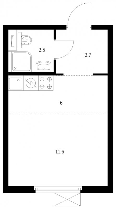 Студия с полной отделкой, 23.8 м2, 15 этаж, сдача 2 квартал 2024 г., ЖК Митинский лес, корпус 1.3 - объявление 1672367 - фото №1