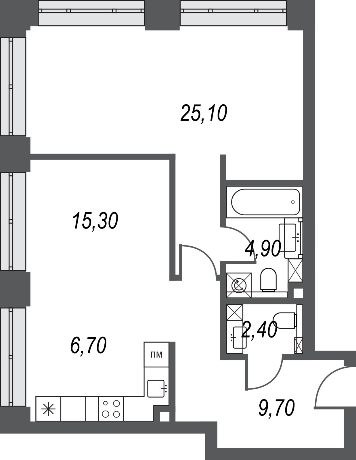 2-комнатная квартира без отделки, 64.1 м2, 18 этаж, дом сдан, ЖК AFI Park Воронцовский, корпус 5 - объявление 2400716 - фото №1