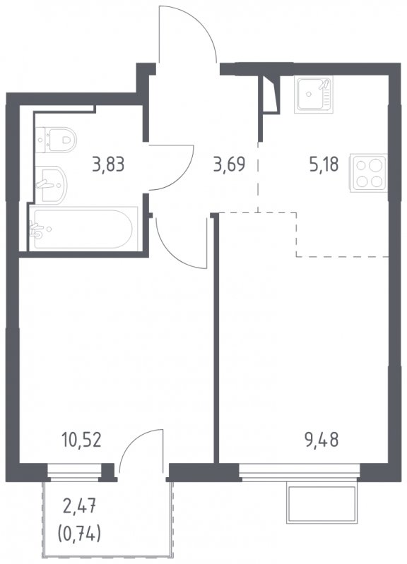 2-комнатная квартира (евро) с полной отделкой, 33.44 м2, 8 этаж, сдача 4 квартал 2024 г., ЖК Остафьево, корпус 15 - объявление 1828058 - фото №1