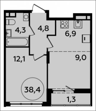 2-комнатная квартира (евро) с полной отделкой, 38.4 м2, 6 этаж, сдача 4 квартал 2023 г., ЖК Испанские кварталы, корпус 8.2 - объявление 1633630 - фото №1