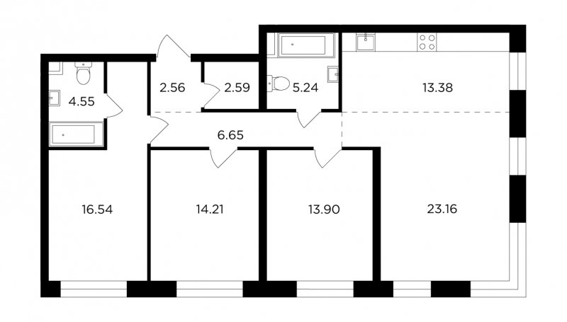 4-комнатная квартира без отделки, 102.78 м2, 9 этаж, сдача 4 квартал 2023 г., ЖК FORIVER, корпус 8 - объявление 1748168 - фото №1