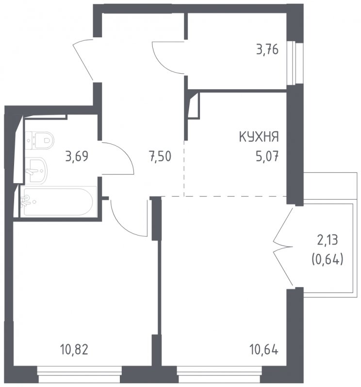 2-комнатная квартира (евро) с полной отделкой, 42.12 м2, 10 этаж, сдача 2 квартал 2024 г., ЖК Остафьево, корпус 12.2 - объявление 1812874 - фото №1