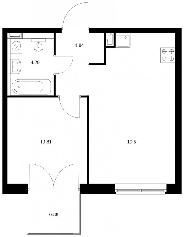 1-комнатная квартира с полной отделкой, 39.52 м2, 5 этаж, сдача 1 квартал 2024 г., ЖК Green Park, корпус 8 - объявление 1797175 - фото №1