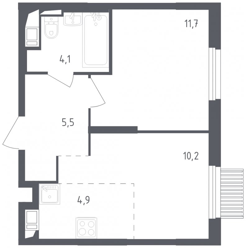 2-комнатная квартира с полной отделкой, 36.4 м2, 10 этаж, сдача 2 квартал 2024 г., ЖК Мытищи Парк, корпус 3 - объявление 1843983 - фото №1