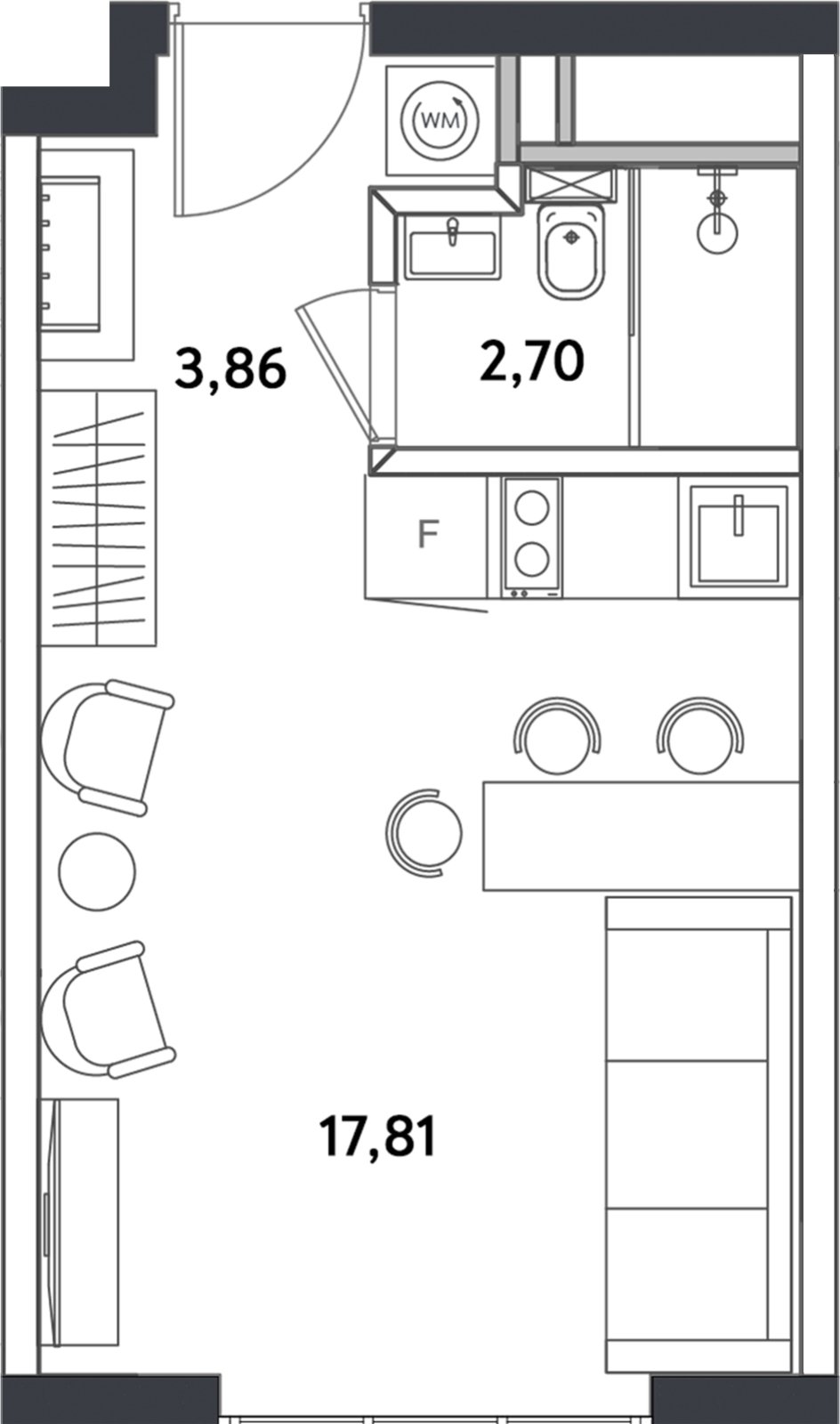 1-комнатные апартаменты с полной отделкой, 24.86 м2, 23 этаж, сдача 4 квартал 2024 г., ЖК Измайловский парк, корпус 1 - объявление 2354580 - фото №1