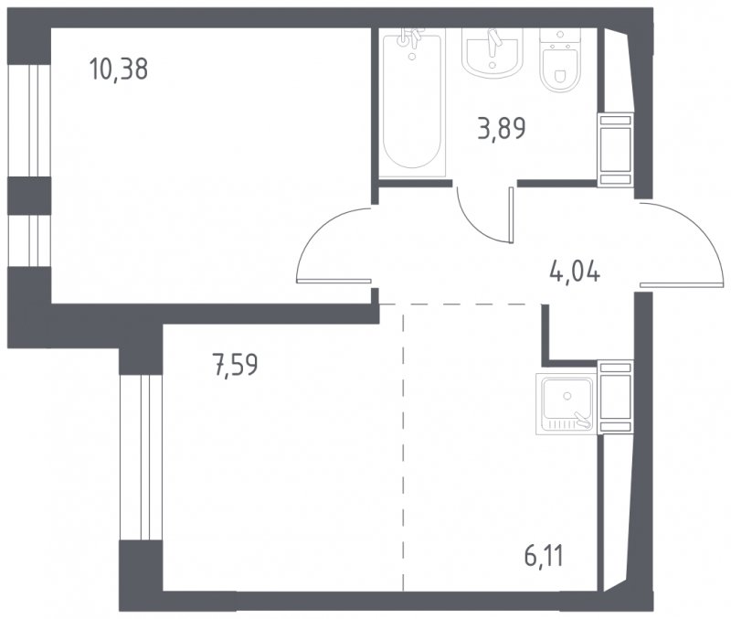 2-комнатная квартира с полной отделкой, 32.01 м2, 17 этаж, сдача 3 квартал 2023 г., ЖК Люберцы, корпус 66 - объявление 1631301 - фото №1