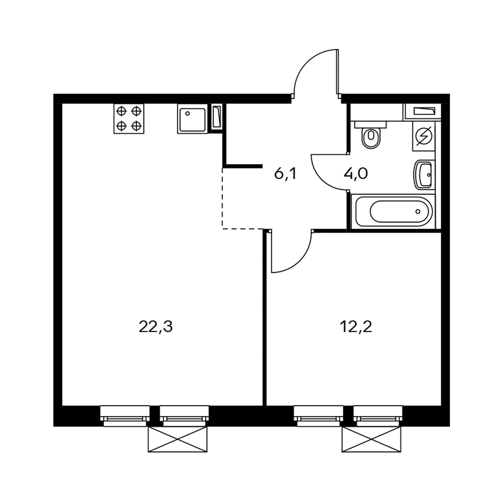 1-комнатная квартира с полной отделкой, 43.9 м2, 5 этаж, дом сдан, ЖК Мякинино парк, корпус 2.1 - объявление 2260273 - фото №1