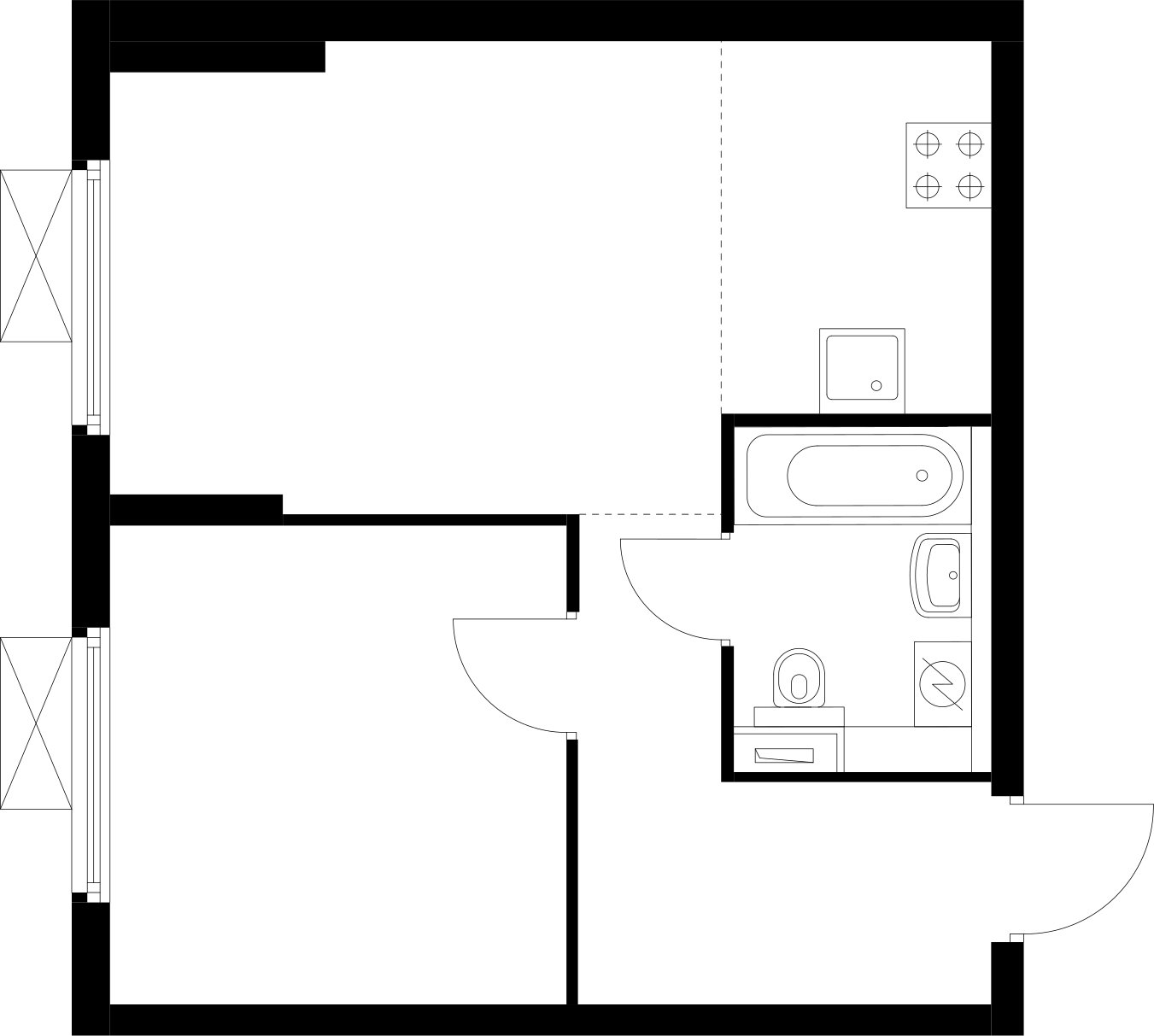 1-комнатная квартира с полной отделкой, 40.4 м2, 2 этаж, сдача 4 квартал 2024 г., ЖК Бунинские луга, корпус 3.4.1 - объявление 2344887 - фото №1
