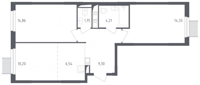 3-комнатная квартира с полной отделкой, 61.19 м2, 15 этаж, сдача 2 квартал 2023 г., ЖК Мытищи Парк, корпус 1 - объявление 1439816 - фото №1