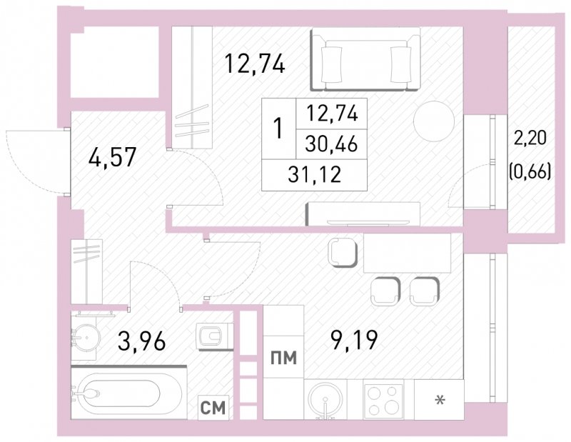 1-комнатная квартира с полной отделкой, 31.12 м2, 10 этаж, сдача 2 квартал 2023 г., ЖК Столичный, корпус 24 - объявление 1651082 - фото №1