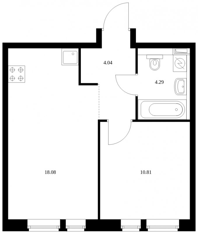 1-комнатная квартира с полной отделкой, 37.22 м2, 14 этаж, сдача 1 квартал 2024 г., ЖК Green Park, корпус 8 - объявление 1606624 - фото №1