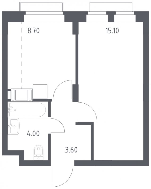 1-комнатная квартира с полной отделкой, 31.4 м2, 12 этаж, сдача 1 квартал 2023 г., ЖК Алхимово, корпус 3.1 - объявление 1503619 - фото №1