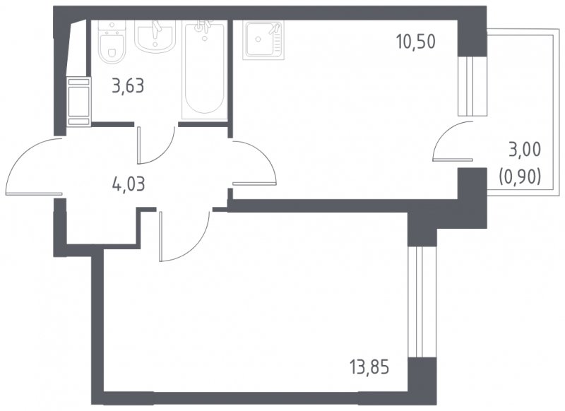1-комнатная квартира с полной отделкой, 32.91 м2, 10 этаж, сдача 3 квартал 2023 г., ЖК Люберцы, корпус 66 - объявление 1632179 - фото №1