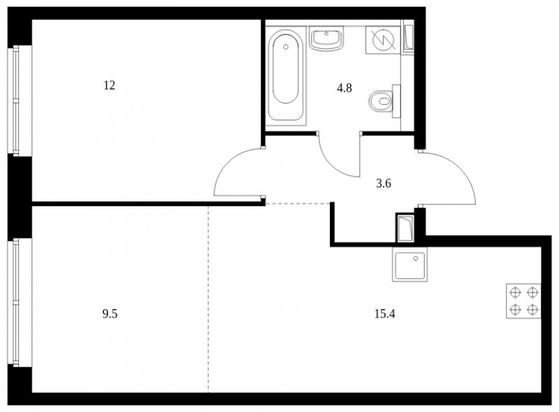 2-комнатная квартира с полной отделкой, 45.3 м2, 2 этаж, сдача 4 квартал 2023 г., ЖК Кронштадтский 9, корпус 1.5 - объявление 1681004 - фото №1