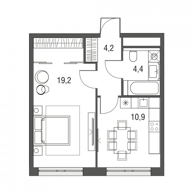 1-комнатная квартира без отделки, 38.7 м2, 6 этаж, сдача 1 квартал 2024 г., ЖК Сиреневый Парк, корпус 31 - объявление 1674537 - фото №1