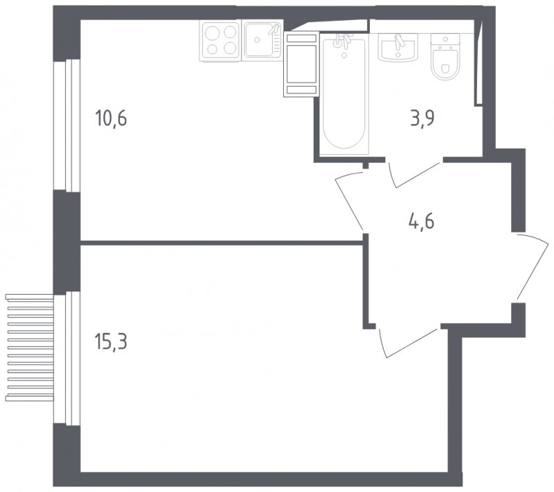 1-комнатная квартира с полной отделкой, 34.4 м2, 2 этаж, сдача 2 квартал 2025 г., ЖК Мытищи Парк, корпус 4 - объявление 1823542 - фото №1