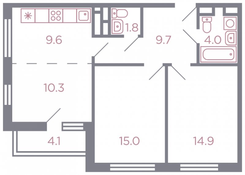 3-комнатная квартира без отделки, 69 м2, 4 этаж, дом сдан, ЖК Миниполис Серебрица, корпус 5 - объявление 1585875 - фото №1