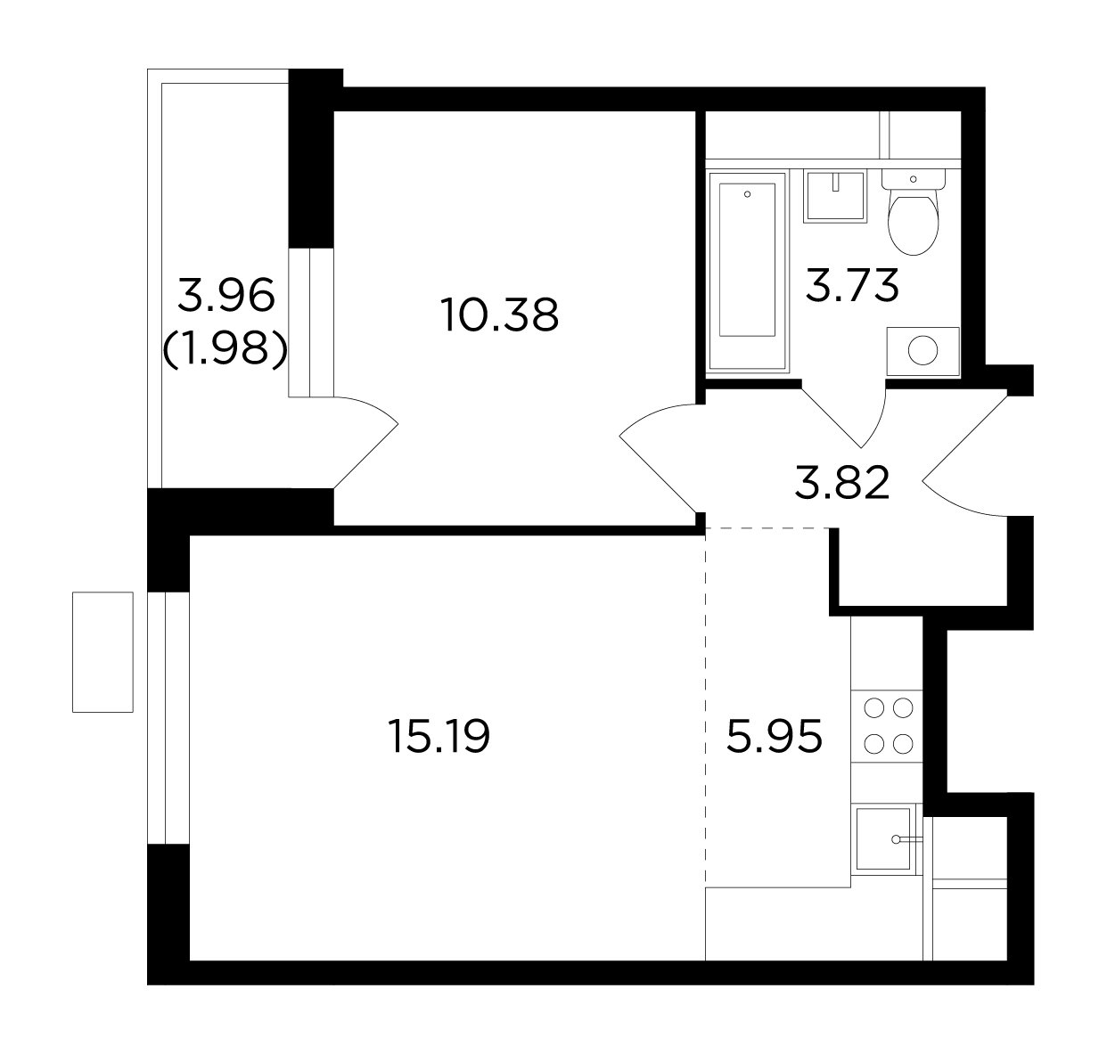 2-комнатная квартира без отделки, 41.05 м2, 6 этаж, дом сдан, ЖК VESNA, корпус 3 - объявление 2009138 - фото №1