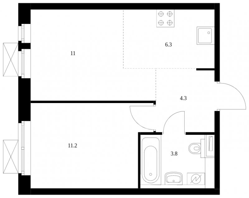 2-комнатная квартира с полной отделкой, 36.6 м2, 23 этаж, сдача 3 квартал 2023 г., ЖК Перовское 2, корпус 1.2 - объявление 1508622 - фото №1