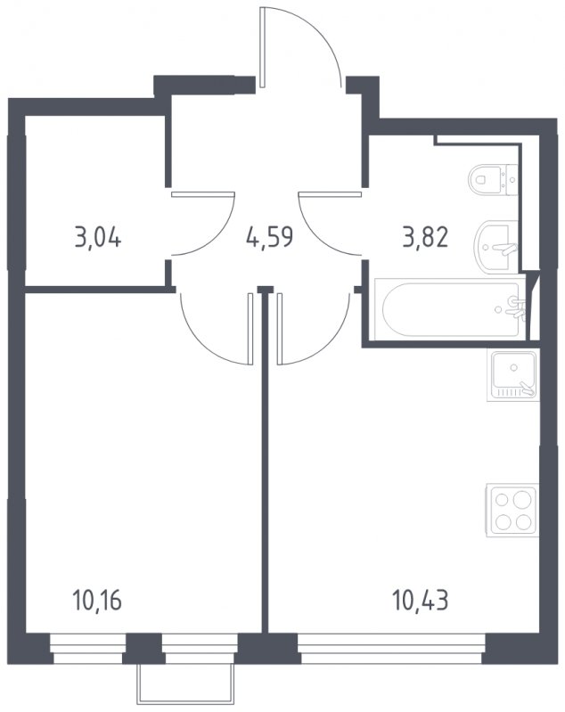 1-комнатная квартира с полной отделкой, 32.04 м2, 2 этаж, сдача 4 квартал 2024 г., ЖК Остафьево, корпус 16 - объявление 1828184 - фото №1