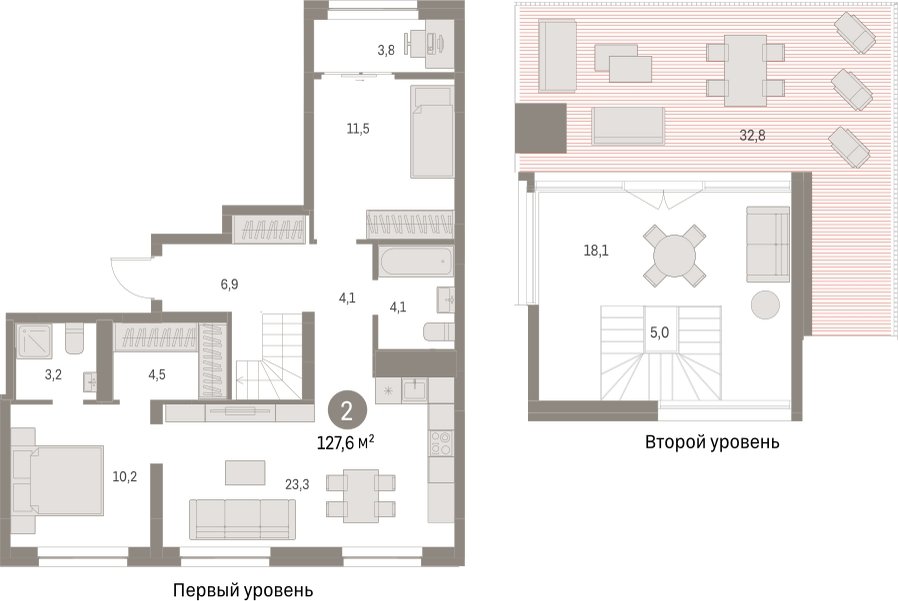 2-комнатная квартира с частичной отделкой, 127.57 м2, 7 этаж, сдача 1 квартал 2025 г., ЖК Первый квартал, корпус 5 - объявление 2334925 - фото №1