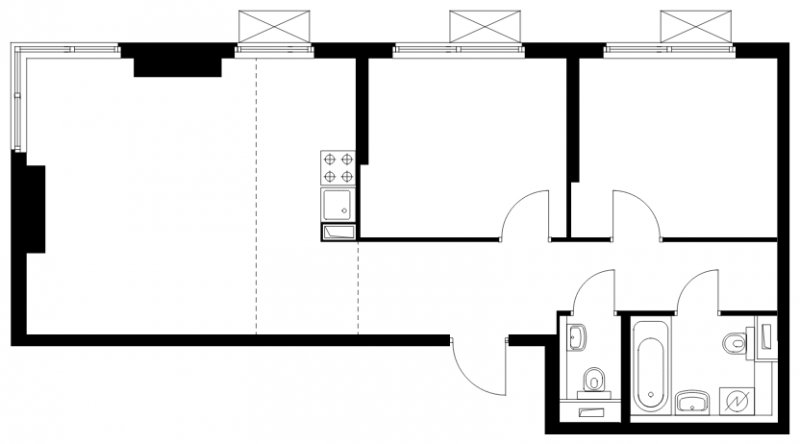 3-комнатная квартира с полной отделкой, 61.36 м2, 8 этаж, сдача 4 квартал 2024 г., ЖК Матвеевский Парк, корпус 1.5 - объявление 1775728 - фото №1
