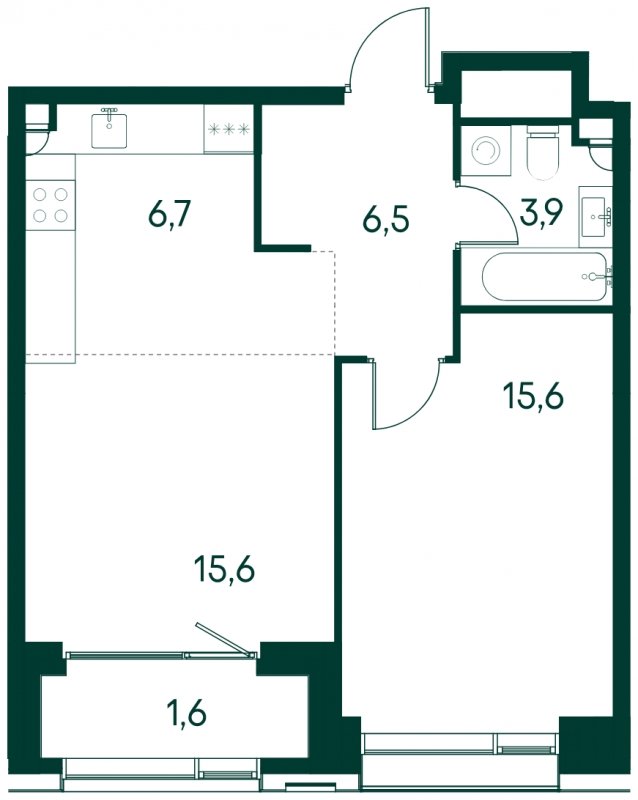 1-комнатная квартира без отделки, 49.7 м2, 7 этаж, сдача 2 квартал 2025 г., ЖК Клубный город на реке Primavera, корпус 4 квартала "Vivaldi" - объявление 1930658 - фото №1