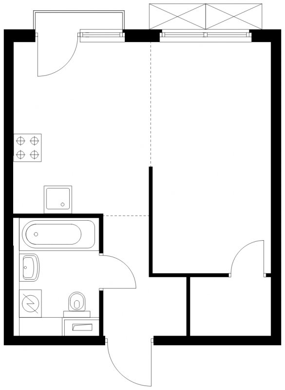1-комнатная квартира с полной отделкой, 32.83 м2, 6 этаж, сдача 4 квартал 2024 г., ЖК Матвеевский Парк, корпус 1.2 - объявление 1858967 - фото №1