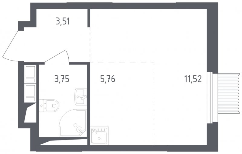 1-комнатная квартира с полной отделкой, 24.54 м2, 10 этаж, сдача 2 квартал 2023 г., ЖК Мытищи Парк, корпус 1 - объявление 1576107 - фото №1