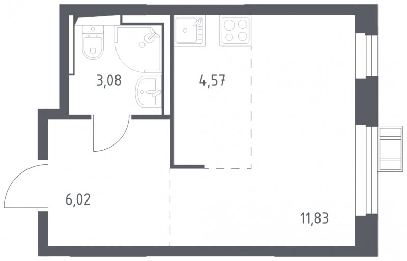 1-комнатная квартира с полной отделкой, 25.5 м2, 2 этаж, сдача 2 квартал 2023 г., ЖК Томилино Парк, корпус 4.3 - объявление 1570918 - фото №1