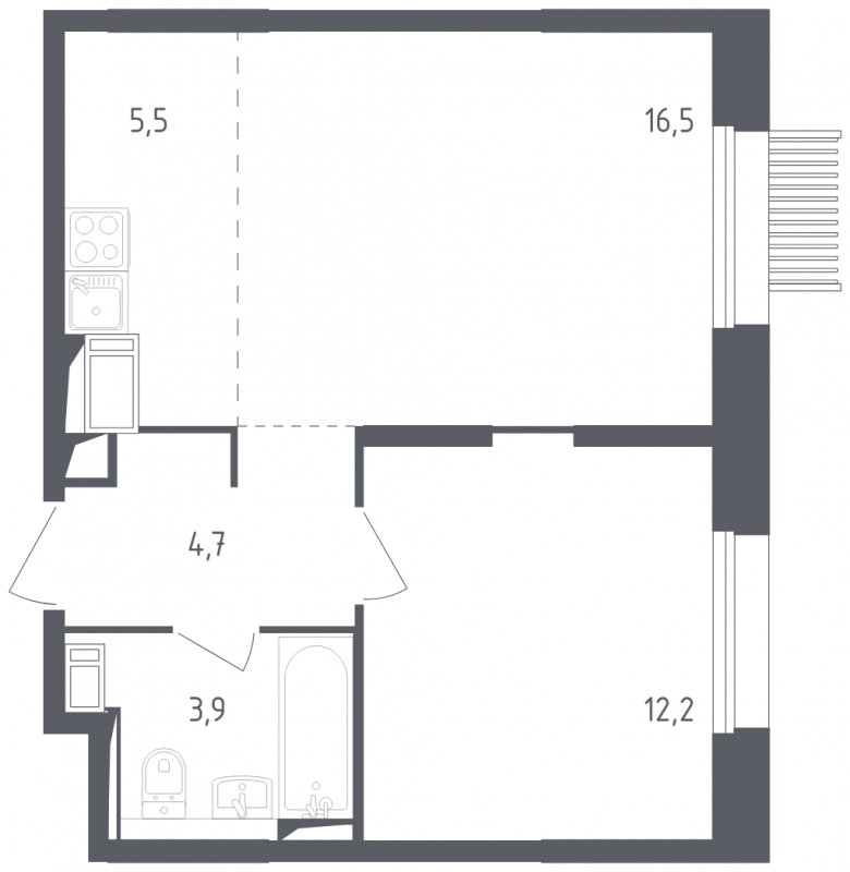 2-комнатная квартира с полной отделкой, 42.8 м2, 2 этаж, сдача 2 квартал 2025 г., ЖК Мытищи Парк, корпус 4 - объявление 1823540 - фото №1
