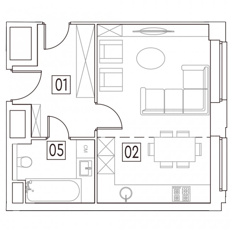 2-комнатные апартаменты без отделки, 54.3 м2, 2 этаж, сдача 2 квартал 2022 г., ЖК MAINSTREET, корпус 3 - объявление 1280016 - фото №1