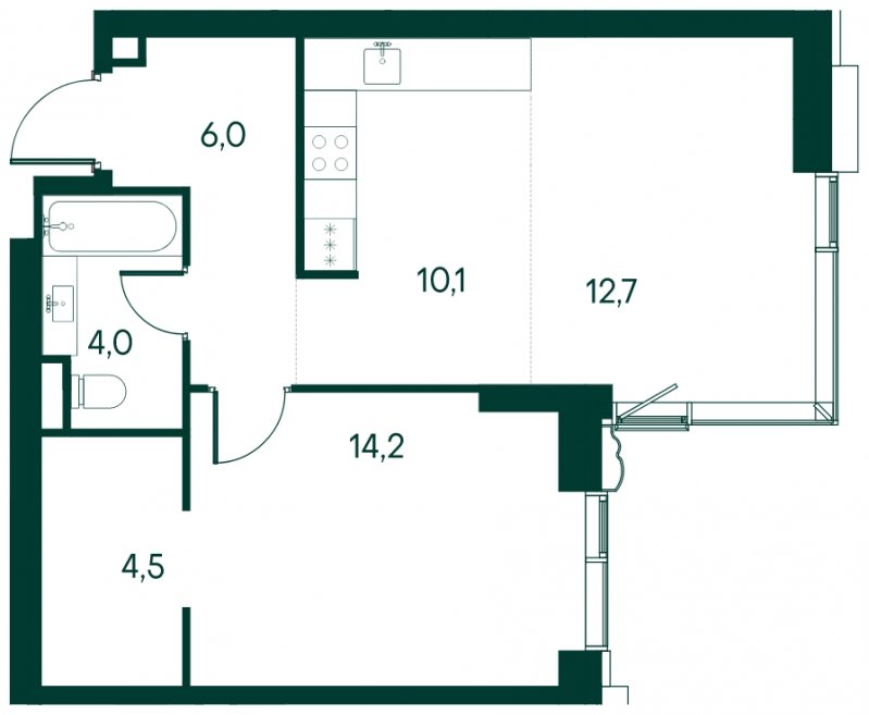 1-комнатная квартира без отделки, 51.5 м2, 3 этаж, сдача 2 квартал 2025 г., ЖК Клубный город на реке Primavera, корпус 2 квартала "Vivaldi" - объявление 1930685 - фото №1