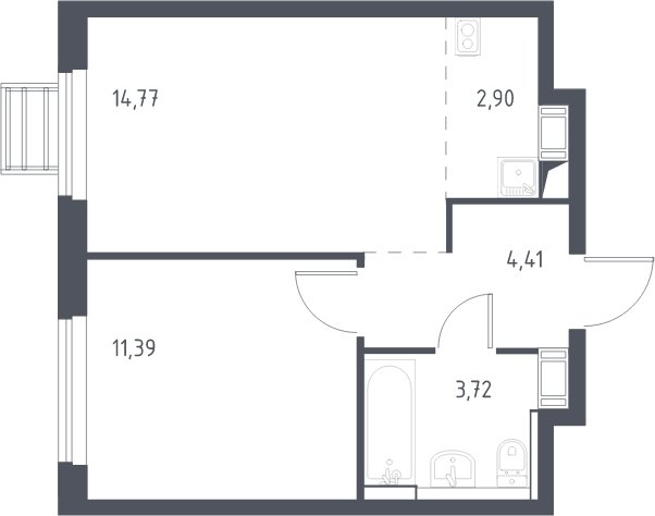 2-комнатная квартира с полной отделкой, 37.2 м2, 7 этаж, дом сдан, ЖК Пригород Лесное, корпус 6 - объявление 2067664 - фото №1