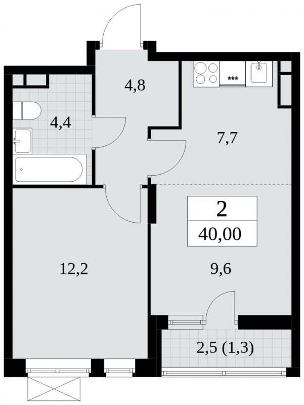 2-комнатная квартира (евро) с полной отделкой, 40 м2, 6 этаж, сдача 3 квартал 2024 г., ЖК Прокшино, корпус 6.5 - объявление 1663399 - фото №1