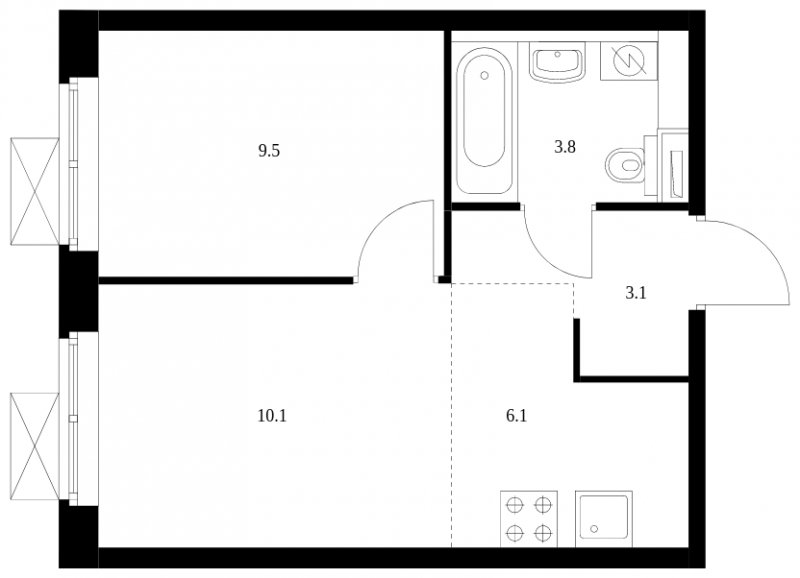 2-комнатная квартира с полной отделкой, 32.6 м2, 2 этаж, сдача 3 квартал 2023 г., ЖК Перовское 2, корпус 1.1 - объявление 1500911 - фото №1