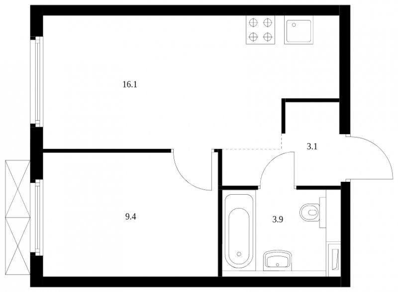 1-комнатная квартира с полной отделкой, 32.5 м2, 30 этаж, сдача 3 квартал 2024 г., ЖК Руставели 14, корпус 2.3 - объявление 1679654 - фото №1