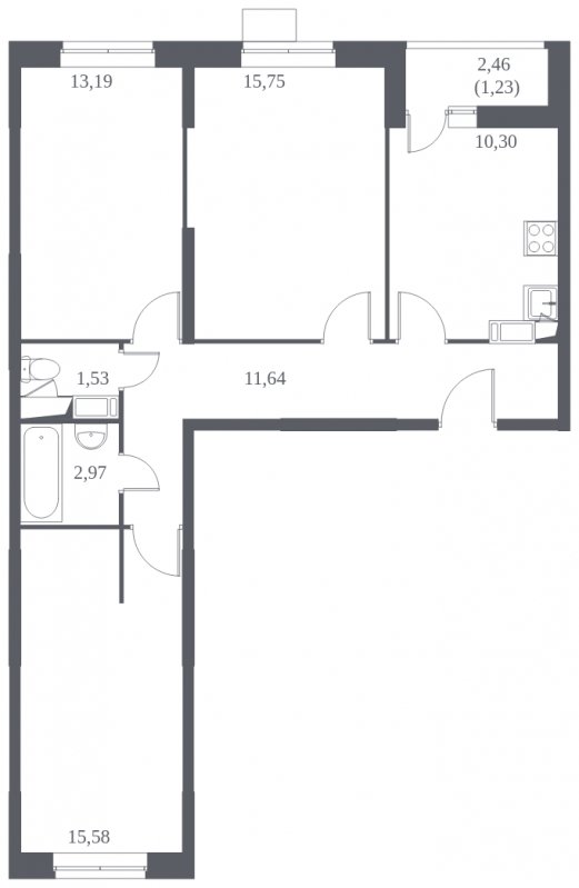 3-комнатная квартира с полной отделкой, 72.19 м2, 3 этаж, сдача 3 квартал 2022 г., ЖК Томилино Парк, корпус 19 - объявление 1751484 - фото №1