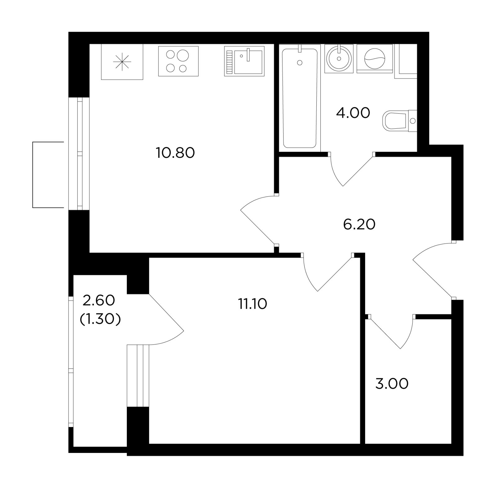 1-комнатная квартира без отделки, 36.4 м2, 9 этаж, дом сдан, ЖК Миловидное, корпус 2 - объявление 2351949 - фото №1