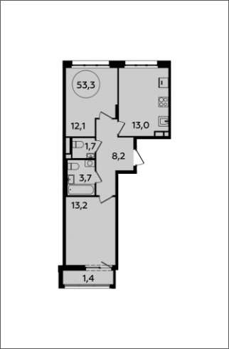 2-комнатная квартира с полной отделкой, 53.3 м2, 3 этаж, сдача 2 квартал 2024 г., ЖК Испанские кварталы, корпус 8.1 - объявление 1633306 - фото №1