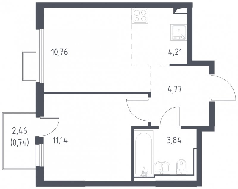 2-комнатная квартира (евро) с полной отделкой, 35.46 м2, 4 этаж, сдача 4 квартал 2024 г., ЖК Остафьево, корпус 16 - объявление 1862226 - фото №1