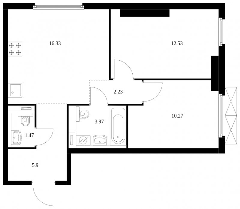 2-комнатная квартира с полной отделкой, 52.7 м2, 2 этаж, сдача 2 квартал 2024 г., ЖК Матвеевский Парк, корпус 2.4 - объявление 1859517 - фото №1