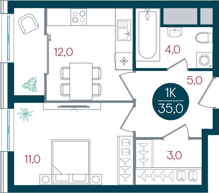 1-комнатная квартира без отделки, 35 м2, 2 этаж, дом сдан, ЖК РУСИЧ Новые Котельники, корпус 3 - объявление 2433639 - фото №1