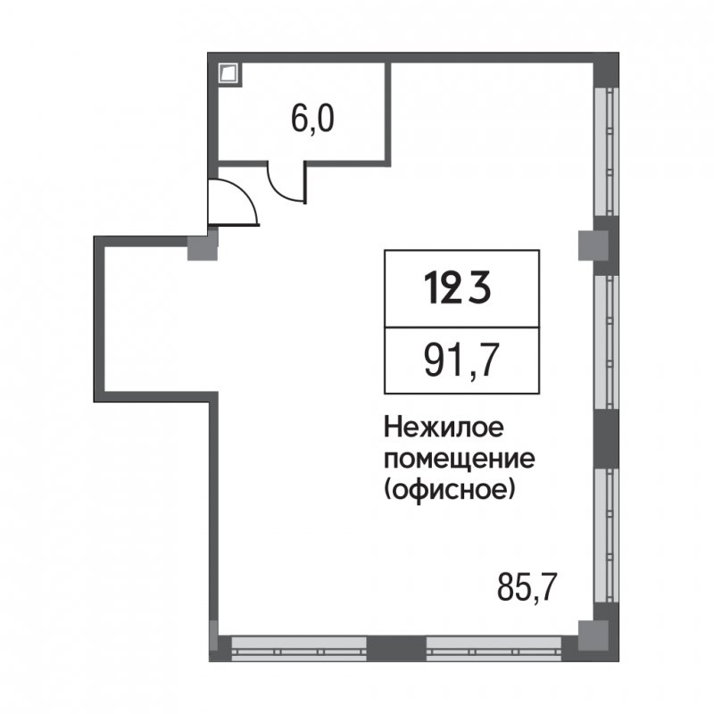 1-комнатные апартаменты без отделки, 91.7 м2, 7 этаж, дом сдан, ЖК Silver, корпус 4 - объявление 1816608 - фото №1