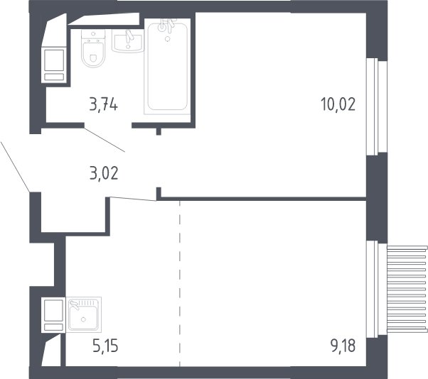 2-комнатная квартира с полной отделкой, 31.1 м2, 8 этаж, сдача 3 квартал 2023 г., ЖК Мытищи Парк, корпус 2 - объявление 2066487 - фото №1