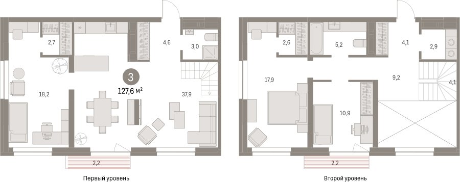 3-комнатная квартира с частичной отделкой, 127.55 м2, 13 этаж, сдача 1 квартал 2025 г., ЖК Первый квартал, корпус 5 - объявление 2310693 - фото №1