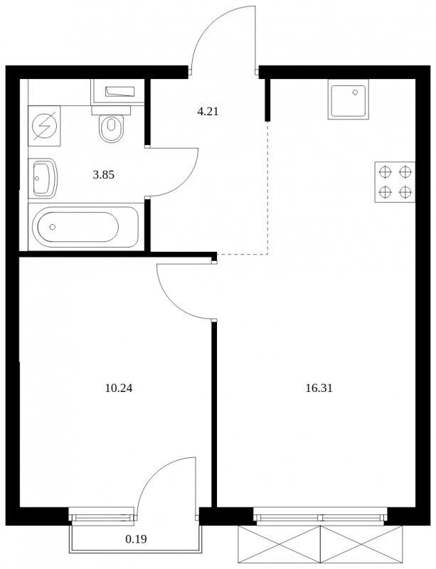 1-комнатная квартира с полной отделкой, 34.8 м2, 9 этаж, сдача 4 квартал 2024 г., ЖК Матвеевский Парк, корпус 1.2 - объявление 1885684 - фото №1