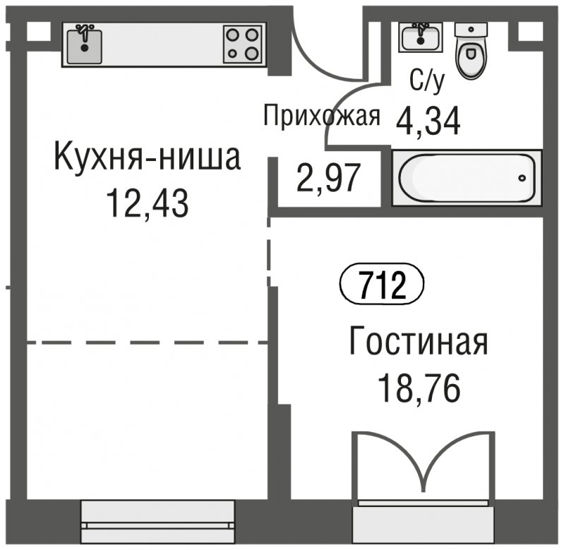 1-комнатная квартира без отделки, 38.5 м2, 9 этаж, сдача 3 квартал 2023 г., ЖК AFI Park Воронцовский, корпус 1 - объявление 1637176 - фото №1