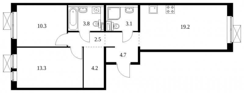 2-комнатная квартира с полной отделкой, 61.1 м2, 3 этаж, сдача 4 квартал 2023 г., ЖК Середневский лес, корпус 1.1 - объявление 1702164 - фото №1