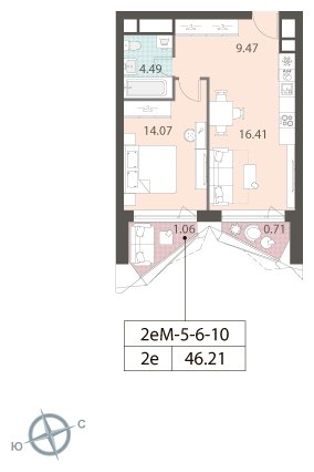 1-комнатная квартира 46.1 м2, 9 этаж, дом сдан, ЖК ЗИЛАРТ, корпус ZILART DIAMOND - объявление 1943759 - фото №1